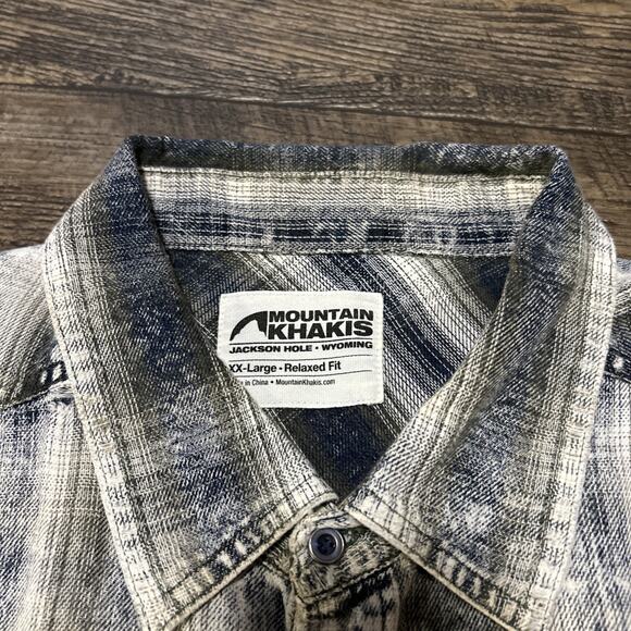Mountain Khakis Shirt Mens XXL Green Plaid Button Down Distressed Long Sleeve - Picture 4 of 8